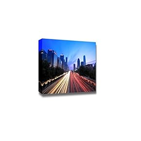 Canvas Prints Wall Art - Beijing Cityscape at Dusk with Traffic - 12" x 18"