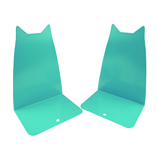 Lovely Cartoon Large Cat Nonskid Thickening Metal Bookends Book Ends For School Library Desk Study Office Home Decoration(Blue)