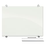 Best-Rite 72 x 48 x 1/8 Inches Visionary Magnetic Glass Whiteboard, Frameless, Glossy White, 83845