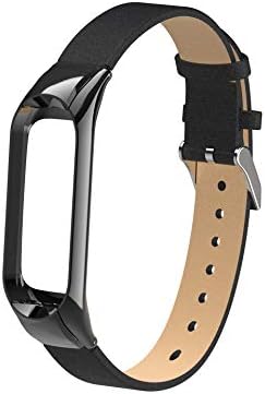 KAVOO® Women's Business PU Leather Strap Watchband with Metal Frame Xiaomi Mi Band 3 Miband3 Bracelets (Black) (Tracker Device Not Included)