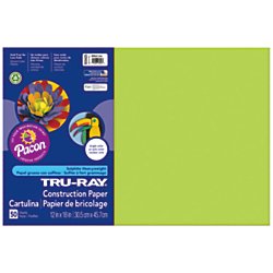 Pacon Tru-Ray Construction Paper, 12-Inches by 18-Inches, 50-Count, Brilliant Lime (103425)