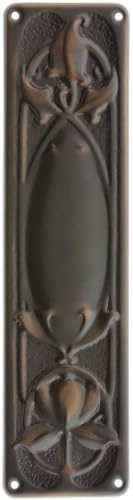 Art Nouveau Push Plate in Antique Copper