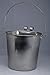 Indipets Heavy Duty Stainless Steel Flat Sided Pail with Hooks - 1 Quart - Lays Flat Against Dog Kennel, Crate or Fence