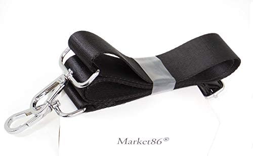 Market86 Nylon Purse Straps Replacement Crossbody Shoulder Straps for Handbags Bags Purse Handles Adjustable (Black with Silver Clasps)