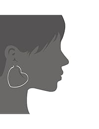 Pendientes de aro chapados en rodio con forma de corazón para mujer