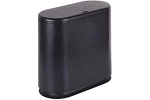 IEEK Plastic Trash Can with Press Top Lid,3.2 Gallon /12 Liter Garbage Can,Black Modern Waste Basket Thin Trash Cans for Bathroom,Kitchen,Living Room,Office and Narrow Spaces