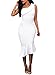 Common Women Elegant Single Shoulder Ruffle Mermaid Midi Dress(White-M)