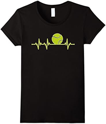 Womens Tennis Heartbeat I Love Play Tennis T-Shirt Medium Black