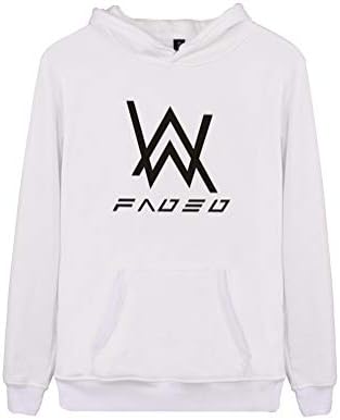 ShallGood Unisex Hoodies Alan Walker 3D Printed Faded DJ Fashion Pullover Sweater Hoodie Long Sleeve Casual Loose Sportwear Drawstring Jumper B White X-Large
