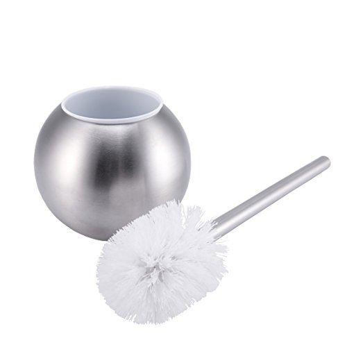 Stainless Steel Spherical Toilet Brush with Bowl Holder Base, Matte Finished, for Bathroom & Washroom Storage