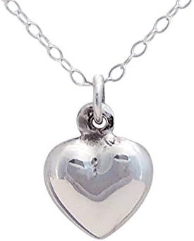 Sterling Silver Heart on Sterling Silver Chain for Babies (12") and Toddlers & Girls (14") Makes a Wonderful Gift for a Baby Shower, Birthday, Valentines Day