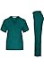 MedPro Women's Solid Medical Scrub Set Mock Wrap Top and Cargo Pants Hunter Green L