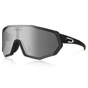 Queshark Fietsbril, TR90 Onbreekbaar Frame Gepolariseerde Sportzonnebril, Fietsbril Voor Heren Dames Met 3 Verwisselbare…
