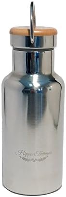 Stainless Steel Water Bottle Hippo , bamboo lid with handle ,BPA FREE, Vacuum Insulated for hot or cold beverages, Double Wall, ideal for travel (12 oz, Mirror)