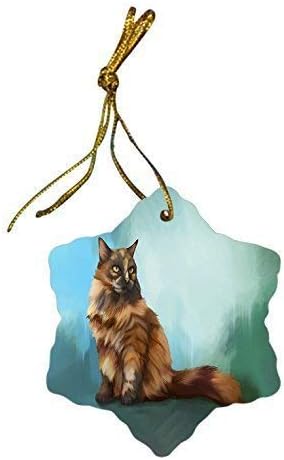 Amazon Com Long Haired Tortoise Shell Cat Christmas Snowflake