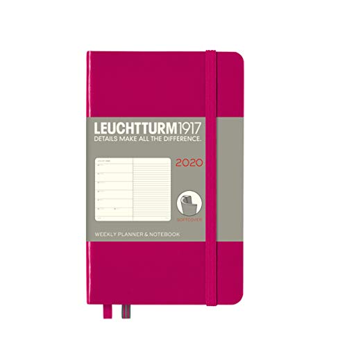 LEUCHTTURM1917 (359963) Weekly Planner & Notebook Softcover Pocket (A6) 2020, Berry, English