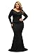 LALAGEN Women's Plus Size Off Shoulder Long Sleeve Formal Gown Black XXXL