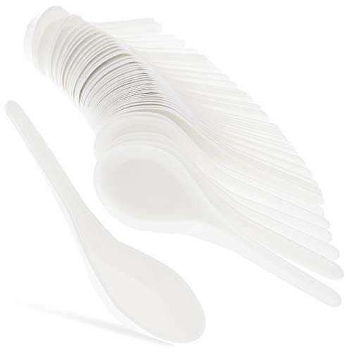 Juvale 50Pack Disposable Plastic Chinese Asian Soup Spoons for