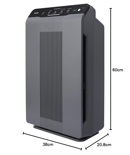Winix 5300-2 Air Purifier for Allergy Sufferers, CADR 390 m³/h, 99 ㎡, Air Purifier for Smoking Rooms Against Allergies, Dust, Pollen, Pet Hair, Air Quality Display, Auto Sleep Mode, Black | PlasmaWave technology against allergies, dust, pollen and pet hair, air quality sensor, auto & sleep mode, smoking room