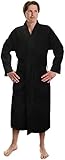 Men's Waffle Kimono Robes Spa Bathrobe Made in Turkey (XX-Large, Black)