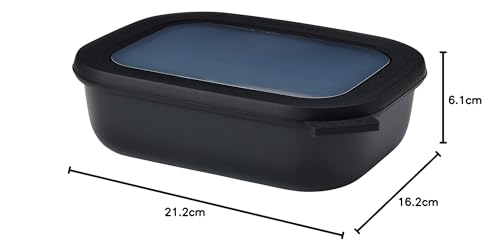 Mepal Multi Bowl Cirqula Rectangular - Mikrowellen Geschir - Geeignet als Luftdichte Aufbewahrungsbox für den Kühlschrank, Mikrowellengeschirr & als Frischhaltedosen - 1000 ml - Nordic black 5