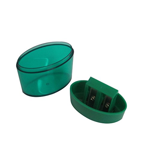 Mega Pack Of 12 Double Hole Oval Shaped Pencil Sharpener With Cover And Receptacle - Comes In 4 Colors! By Mega Stationers