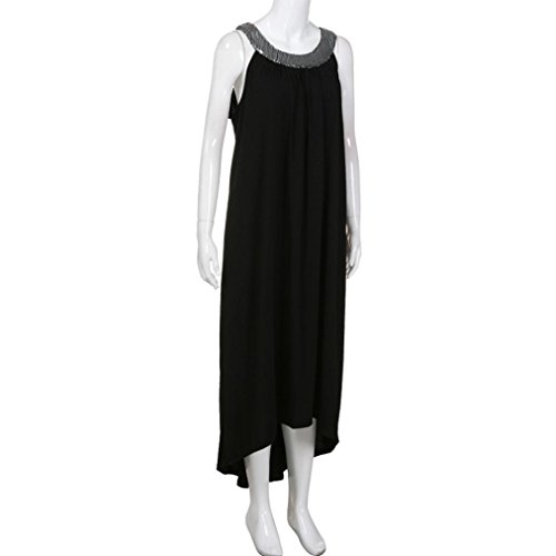 Plus Size Dress,Clearance! AgrinTol Women Sleeveless Beads Collar Solid Party Dress (3XL, Black) - Thumbnail 6
