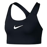 Nike Women's Swoosh Sports Bra, Black/White, Medium, Black/White, Size Medium