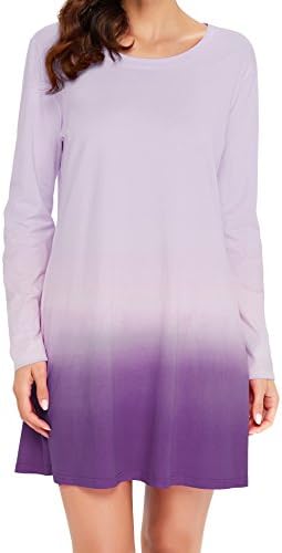 Womens Tunics Purple Tye Dye Dresses for Women Long Sleeve T Shirt Dress Tie Dye Tunic Tops for Leggings L