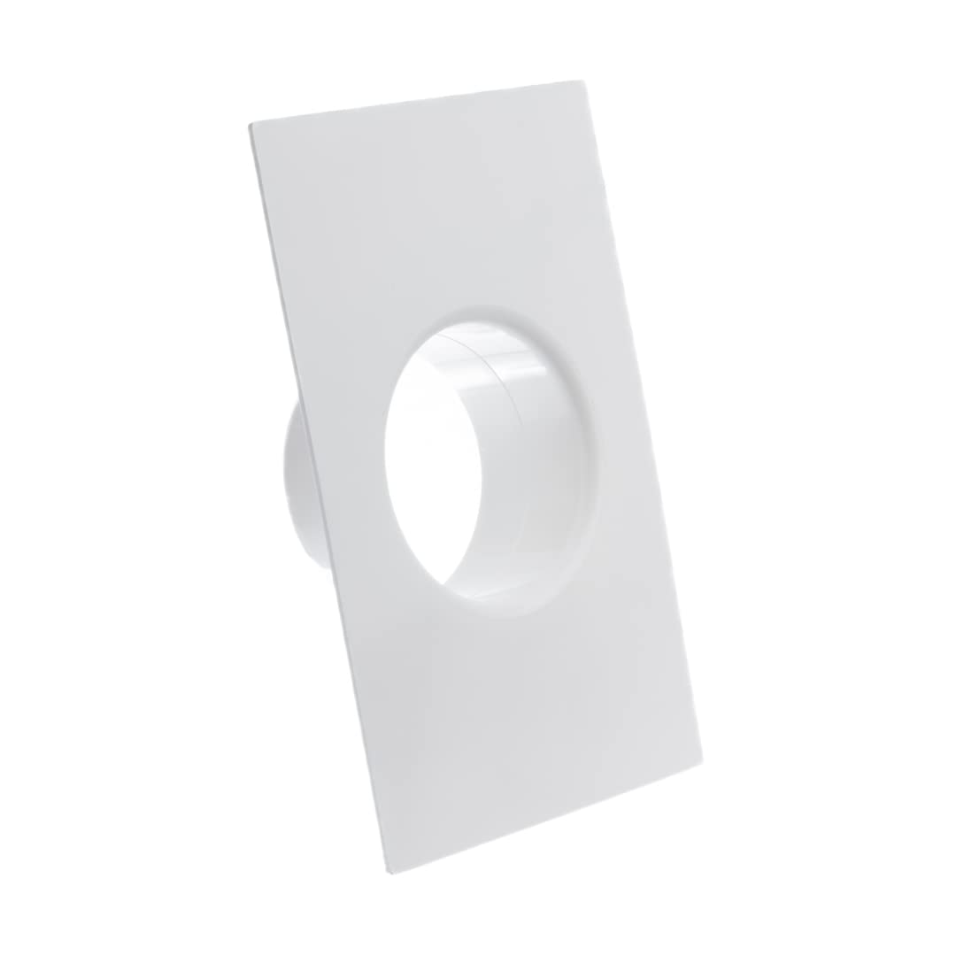 100mm / 4 Inch Straight Duct Connector with Flange - Round PVC Ducting - Ventilation Pipe - Wall Plate