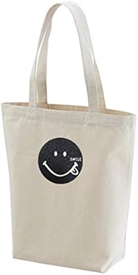 Amazon Co Jp 301 Sanmaruichi トートバッグ レディース ワンポイント グリッター キャンバス エコバッグ コンビニ 買物 バッグ 軽量 カジュアル シンプル スマイル ニコちゃん スマイリー キラキラグリッター シューズ バッグ