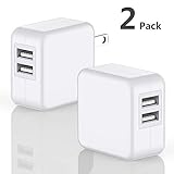 USB Wall Charger Brick, DECIPA 2-Pack 2.1A/5V Dual USB Plug Power Adapter Charger Box Charging Cube for iPhone X 8 7 6 6S Plus, 5S, iPad, iPod, Samsung Galaxy S8 S7 S6 Edge, LG, Moto, HTC
