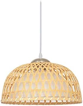 Bamboo Single Head Pendant Lamp Hollow Semicircle Straw Hat Chandelier Nail Shop Restaurant Cafe Tea Room Hanging Line Light,50cm*35cm [Energy Class A]