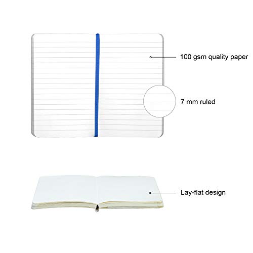 2-Pack Pocket Notebook Journal Notepad Small, College Ruled, 3.6" x 5.5", Faux Leather Soft Cover Mini Journal, 100 GSM Thick Paper, Inner Pocket (Blue Lined)