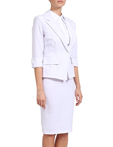 J. LOVNY Women's One Button 3/4 Sleeve Office Business Blazer and Skirt Suit Set