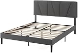 Zinus Maya Double Bed Frame with Headboard 4ft6 Upholstered Grey 11.8" view 10