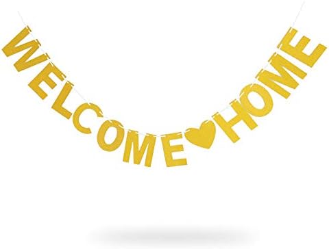 Welcome Home Banner Gold Glitter Bunting Banner For Home Party