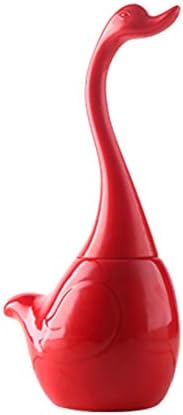 CACT CactusAngui Toilet Brush Swan Toilet Ceramic Brush Bathroom WC Long Handle Cleaning Tool with Holder Red