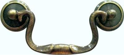 Queen Anne Antiqued Brass Notched Bail Drawer Pull Handle Centers