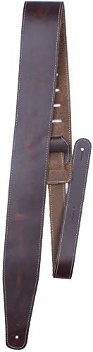 Perri's Leathers Ltd. - Baseball Leather Series - Adjustable Guitar Strap from 41” to 56” - Electric, Acoustic, Bass Guitar Strap - Brown (SP25S-7050)