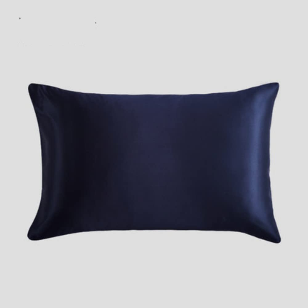 100% Mulberry Silk 19 Momme Charmeuse Silk Pillowcase With Lyocell underside for Hair and Skinfor Hair and Skin 1pc 50 x 75 cm Hypoallergenic Envelope Closure (Navy)