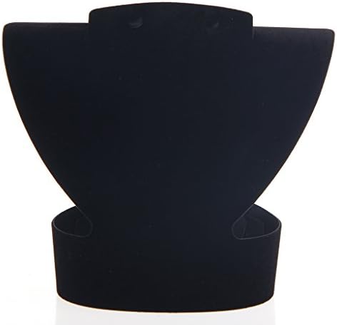 Delight eShop Velvet Jewelry Necklace Bust Earring Display Holder Stand Rack Folding Show Case (L, Black)