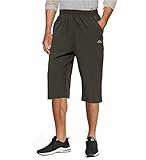 TACVASEN Men’s Quick Dry Hiking 3/4 Long Capri Shorts Zipper Pockets