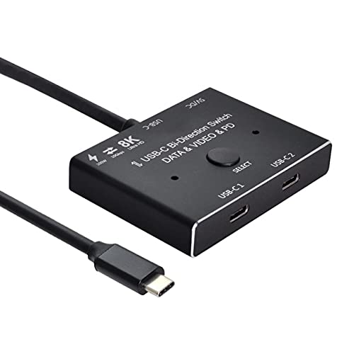 NFHK USB-C Type-C Bi-Direction Switch MST 1 to 2 Hub Support Video Data PD 8K@30hz 100W 10Gbps