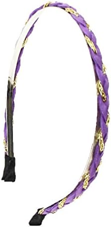 New Girls Fashion Faux Leather Braided Gold Chain Headband Hairband Women