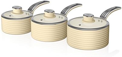 Swan Products 3-Piece Retro Saucepan Set, Cream by Swan Products