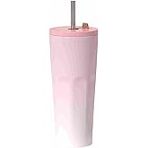 Wetrill 24 oz Insulated Mug with Lid and Bounce Straw, Stainless Steel Water Bottle Reusable Travel Coffee Mug Insulated Tumbler Cups for Hot & Cold Drinks (Gradation Pink)