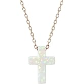 Elegant White Opal Cross Necklace, Rose Gold Adjustable Chain, Perfect Religious Jewelry Gift for Faith and Spiritual Celebrations