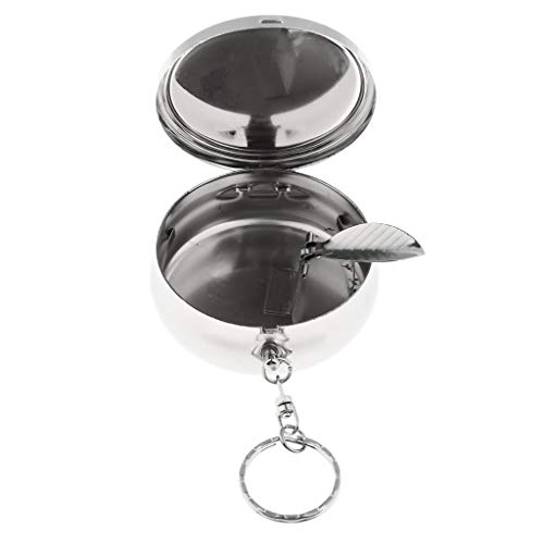 SM SunniMix Portable Pocket Ashtray/Vehicle Cigarette Ashtray, Mini Stainless Steel Ashtray with Key Chain and Inside Mirror - L - Thumbnail 4