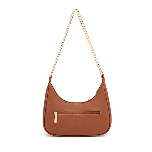 David Jones - Women's Shoulder Bag – Chain Shoulder Bag Imitation Leather Hard PU Leather – Small Crescent Hand Bag – Handbag Clutch Hobo Clutch Evening Crossbody Bag Trend – White